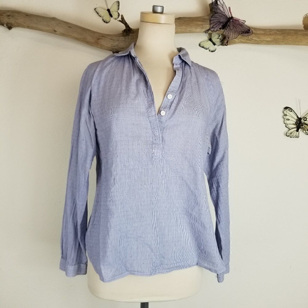 Ann Taylor loft swiss dot chambray tunic top